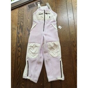 Free People FP Movement Hit the Slopes Fleece Overalls Rose Quartz Combo Small